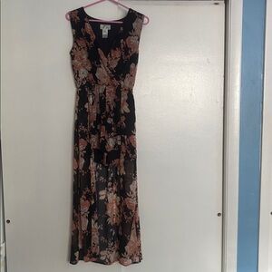 Sweet Storm Black and Coral Floral Maxi Dress